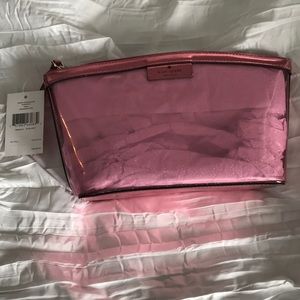 Kate Spade pink glitter/clear medium cosmetic bag